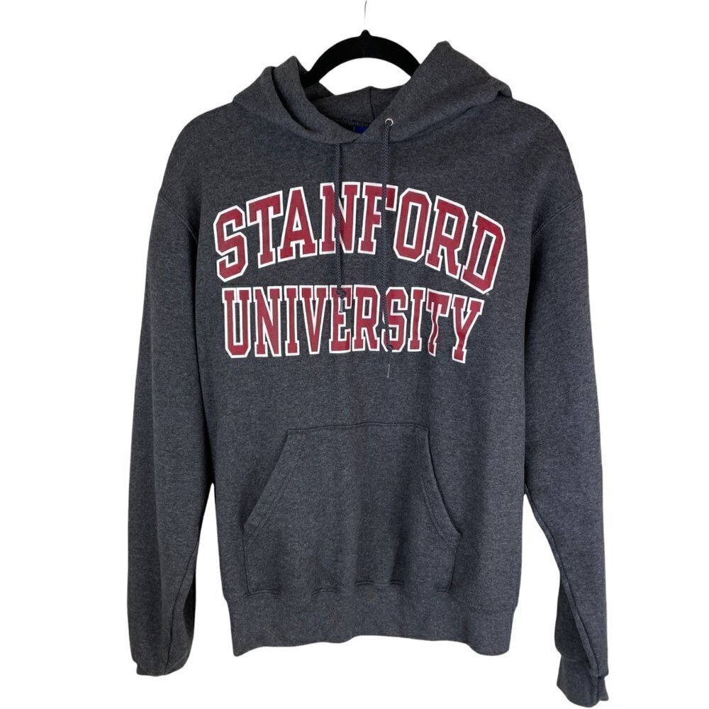 Unisex Champion Stanford University Script Pullover Hoodie Charcoal Gray Size M